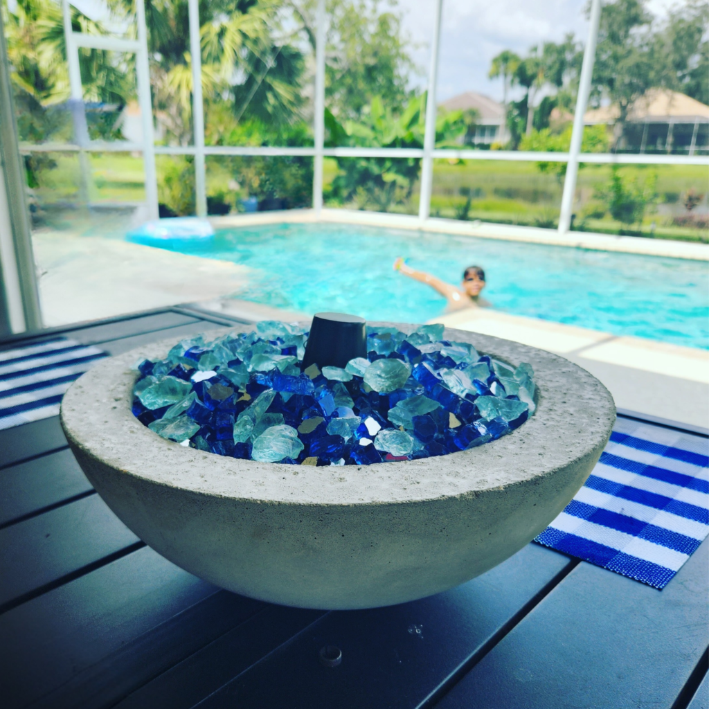 cobalt blue tabletop fire bowl